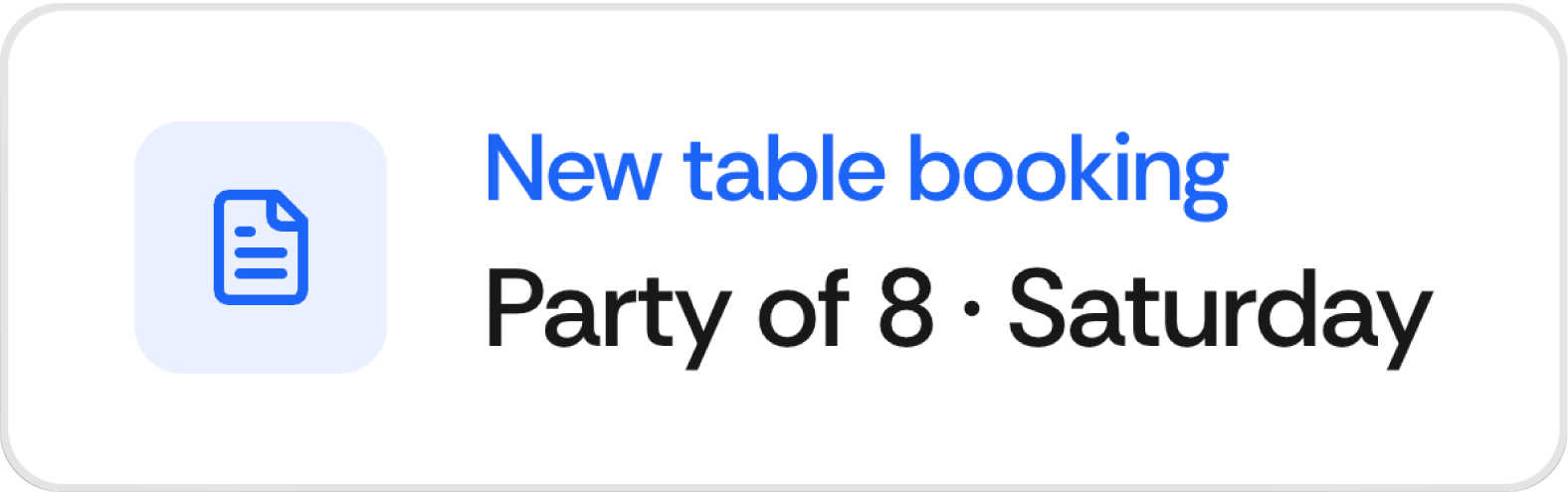 A new table booking