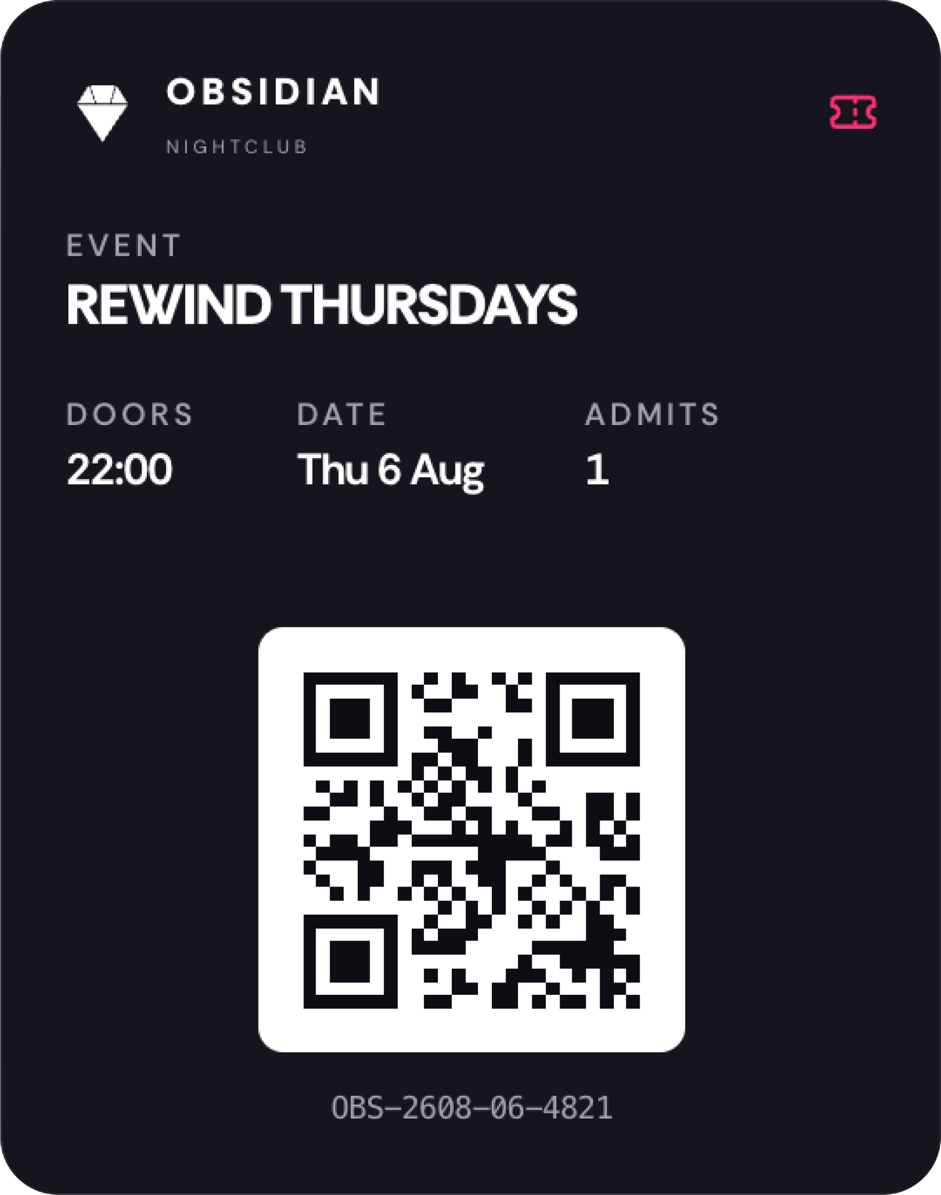 A ticket in the customer&rsquo;s wallet